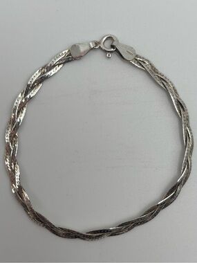 Vintage Made In Italy 925 Sterling Braided Herringbone Bracelet 3 Grams